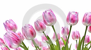 Magenta Tulip Flowers Transparent Glitter Clean Transparent Super Detail. Generative AI