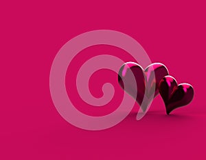 Magenta Valentine`s Hearts on red