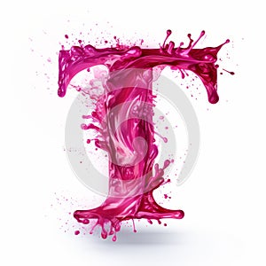 Magenta Vector Letter T: Innovating Techniques And Powerful Gestural Mark-making