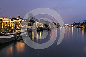 Magere Brug (Skinny Bridge). A famous double leaf Dutch bridge