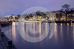 Magere Brug (Skinny Bridge). A famous double leaf Dutch bridge