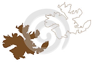 Mageroya island Kingdom of Norway map vector illustration, scribble sketch Mahkaravju map