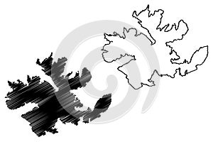 Mageroya island Kingdom of Norway map vector illustration, scribble sketch Mahkaravju map