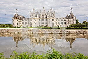 Magestic Chambord castle on Loire valley in France