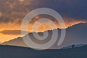 Magestic sunset in the carpatian mountains.