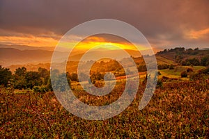 Magestic sunset in the carpatian mountains