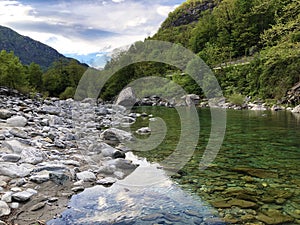 The Maggia river in the Maggia Valley or Valle Maggia Fluss Maggia im Maggiatal