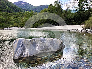 The Maggia river in the Maggia Valley or Valle Maggia Fluss Maggia im Maggiatal