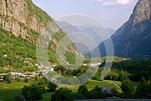 Maggia valley seen from Cevio photo