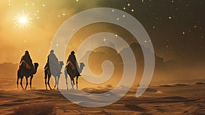 Magi Journey to Bethlehem. AI Generated