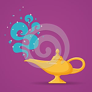 Magic Aladdin lamp vector illustration