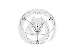 Magic Alchemy symbols, Sacred Geometry. Mandala religion, philosophy, spirituality, occultism concept. Linear triangle with lines