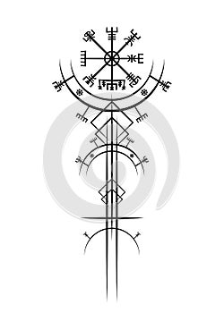 Magic ancient viking art deco, Vegvisir magic navigation compass ancient. The Vikings used many symbols sign