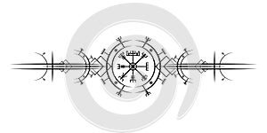 Magic ancient viking art deco, Vegvisir magic navigation compass ancient. The Vikings used many symbols sign