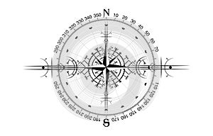 Magic ancient viking art deco, wind rose magic navigation compass ancient. The Vikings Compass navigation dial isolated