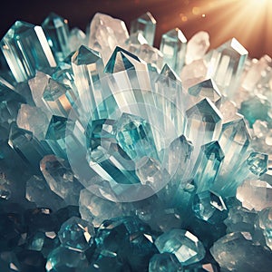 Magic aquamarin crystal on light background