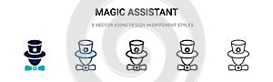 Magic assistant icon in filled, thin line, outline and stroke style. Vector illustration of two colored and black magic assistant