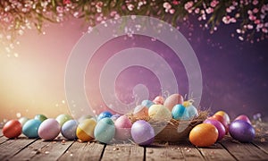 magic beautiful easter background with copy space