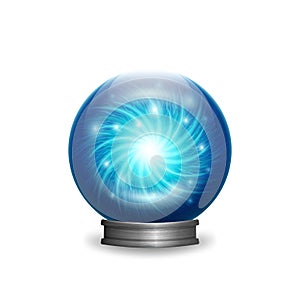 Magic blue crystal ball with lights