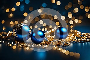 Magic blue and gold Christmas background in dreamy style