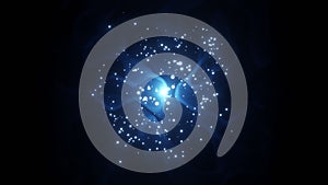 Magic blue sparkle nebula with twisted spark particles - animation background