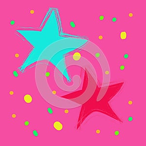 Magic bokeh colorful star on a pink background