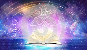 Magic book, Book of life, Akashic records, love spell, fairytale, wish come true, Trinity, Sacred Heart, Dove peace symbol