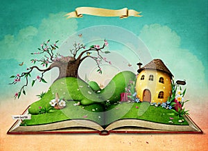 Magic book with Easter Egg House.