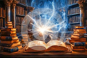 A magic book from the wizard's room, an ancient grimoire for spells
