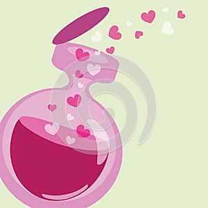 magic bottle with hearts vector - pink colors