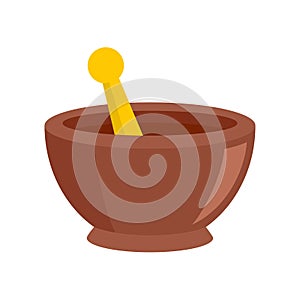 Magic bowl icon, flat style