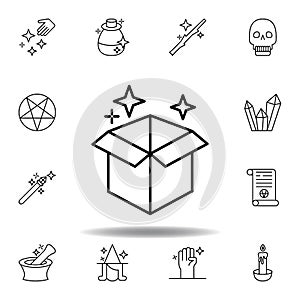 magic box outline icon. elements of magic illustration line icon. signs, symbols can be used for web, logo, mobile app, UI, UX