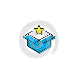 Magic box star icon Element of magic for mobile concept and web apps icon Thin line icon for website design and development