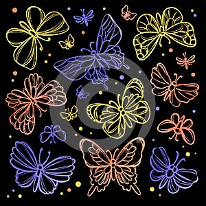 MAGIC BUTTERFLIES Openwork Insect Sketch Vector Collection