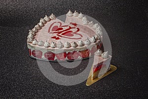 Magic cake in the shape of a heart for a loved one on Valentine`s day. Handmade, original surprise and gift.