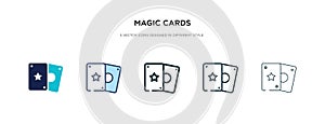 Magic cards icon in different style vector illustration. two colored and black magic cards vector icons designed in filled,