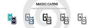 Magic cards icon in filled, thin line, outline and stroke style. Vector illustration of two colored and black magic cards vector