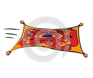 Magic carpet. Flying carpet on an isolated background. Cartoon. Vector