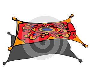 Magic carpet. Flying carpet on an isolated background. Cartoon. Vector