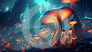 magic cg mashrooms forest abstract motion futuristic background fungus wonder trip loop