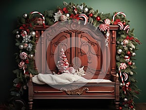 Magic Christmas Bedboard wonderfull decorated, smash cake, tematic Christmas, composit only