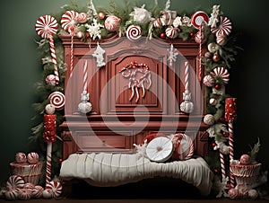 Magic Christmas Bedboard wonderfull decorated, smash cake, tematic Christmas, composit only