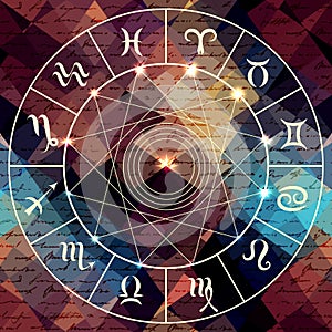 Magic circle with zodiacs sign.