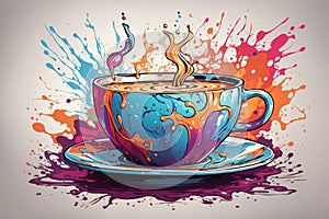 Magic coffee cup on white background. ai generative