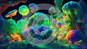 Magic colorfull Mushrooms Jelly Blobs - Ai image illustration