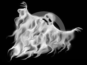 Magic creepy halloween ghost texture on black photo