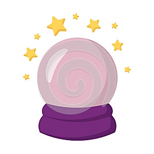 Magic crystal ball. Draw flat illustration in color
