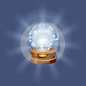 Magic crystal ball fortune, mistery, shining, magic, predictions, sphere, light effects, glow, vector, illustration