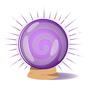 Magic crystal ball vector cartoon illustration. Shining amethyst sphere. Future prediction and fortune teller symbol