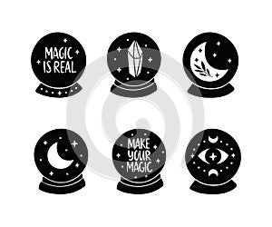 Magic crystal ball vector illustration.